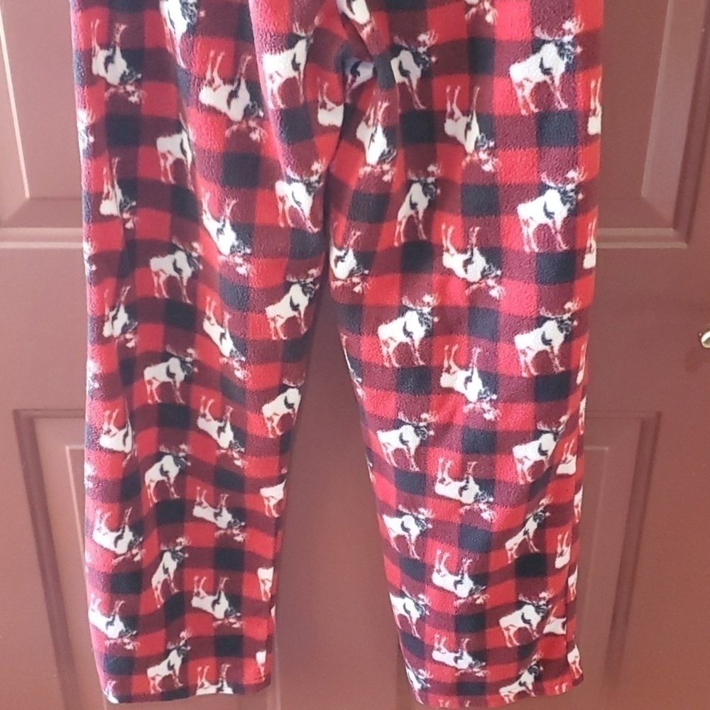 Open Trails Buffalo check fleece pants with moose Size XS men's - Picture 8 of 11